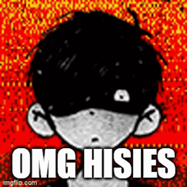 a black and white drawing of a boy with the words omg hisies written on it