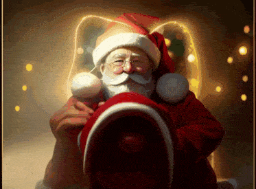 a painting of santa claus with glasses and a beard