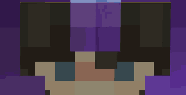 a pixel art of a person 's face with purple hair