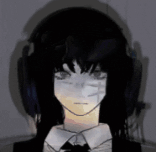 a drawing of a girl wearing headphones and a white shirt .