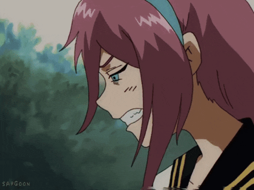 a drawing of a girl with pink hair and the name sapgoon