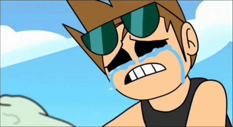 a cartoon character is crying with tears running down his face