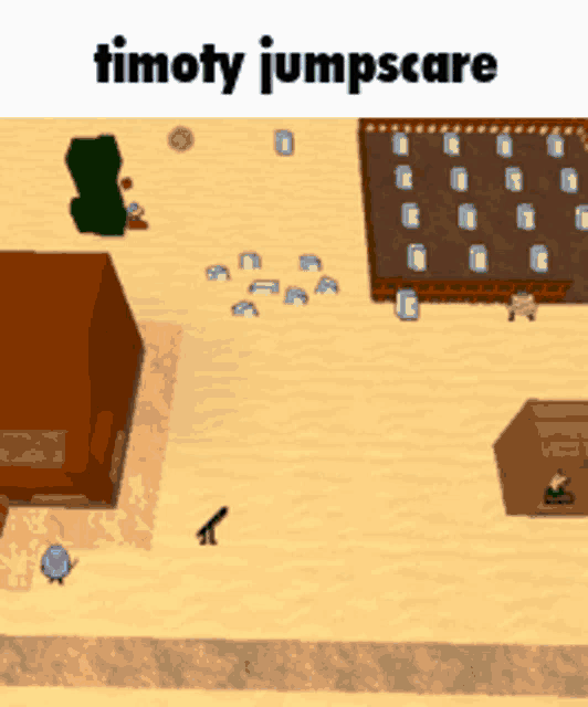 an aerial view of a desert scene with the words timothy jumpscare