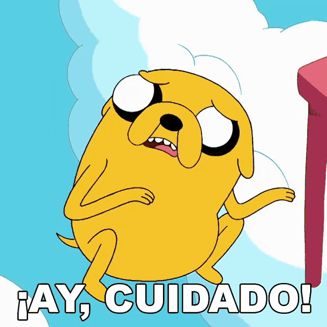 a cartoon of a dog says ay cuidado