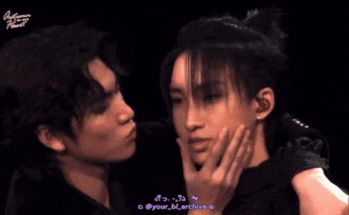 a couple of people making funny faces in front of a black background that says your bl archive