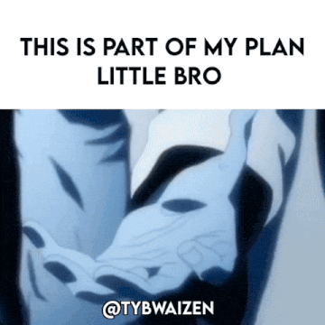 a cartoon of a person holding something in their hands with the caption " this is part of my plan little bro "