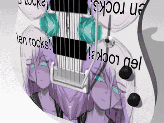 a guitar with a picture of a girl and the words len rocks on it
