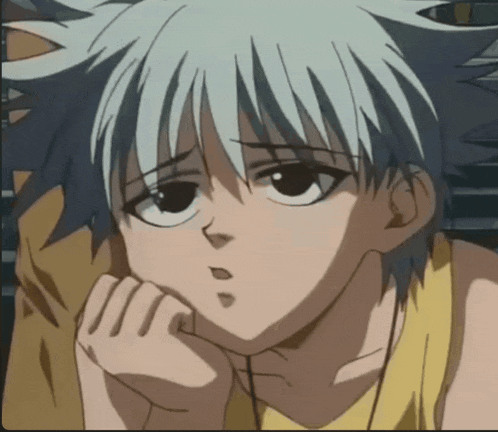 a close up of a anime character with white hair