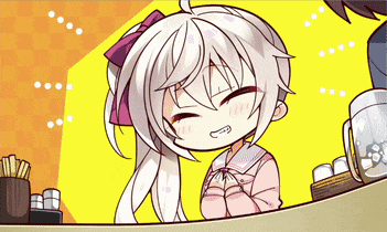 a girl with white hair and a pink bow on her head