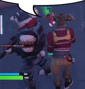 a screenshot of a video game with a speech bubble saying shotty811 with an smg