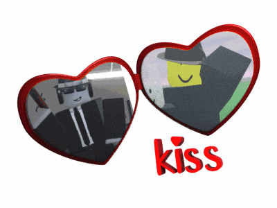 two hearts with a picture of a man and the word kiss on the bottom