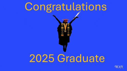 congratulations 2025 graduate with a graduate holding a sword