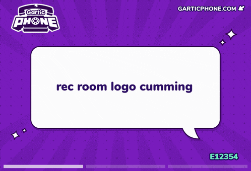 a speech bubble with the words rec room logo cumming on it