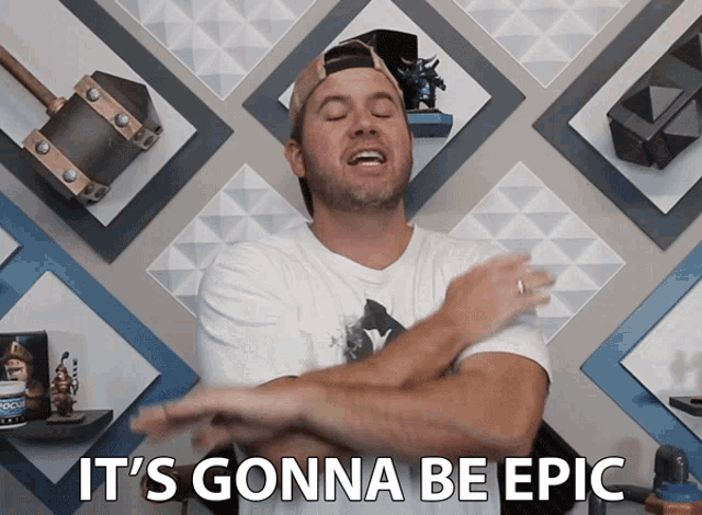 a man says it 's gonna be epic while standing in front of a wall