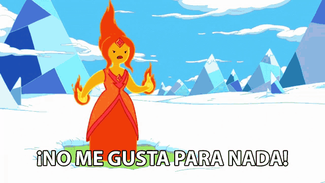 a cartoon of a fire princess with the words ino me gusta para nada on the bottom