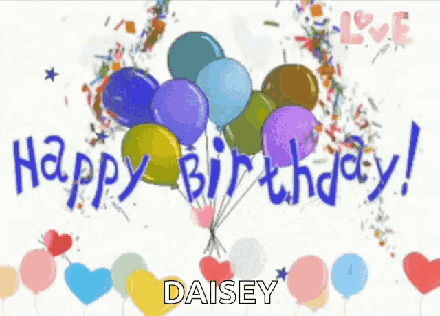 a birthday card with balloons and the name daisy