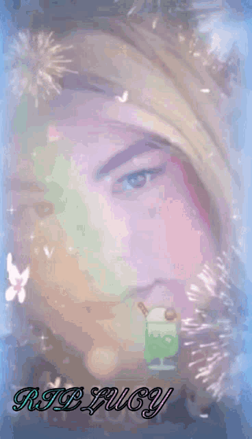 a picture of a woman with the name rip lucy written on it