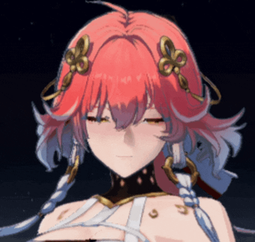 a close up of a cartoon character with red hair