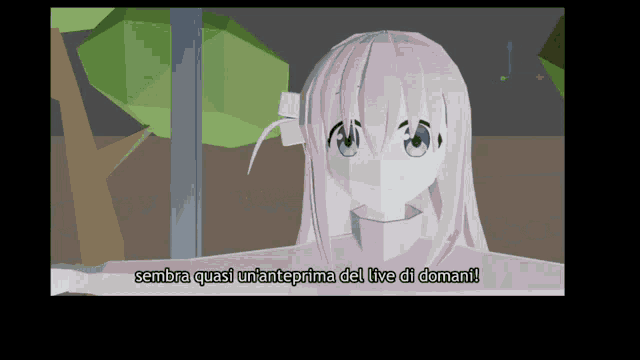 a cartoon of a girl with the words " sembra quasi un'anteprima del live di domani " below her