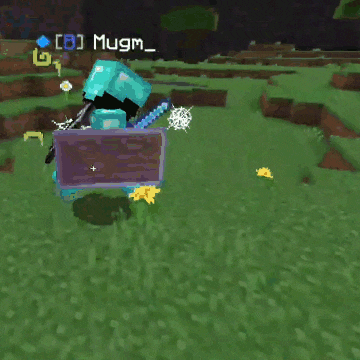 a minecraft character is holding a purple shield
