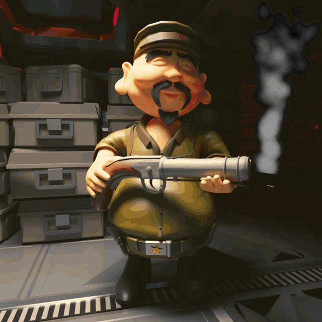 a cartoon man holding a gun with renegade monks written on the bottom