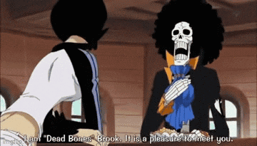 a skeleton is talking to another skeleton in a cartoon .