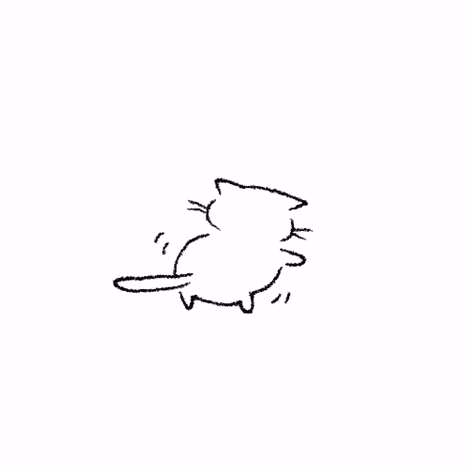 a black and white drawing of a cat sitting on a white background .
