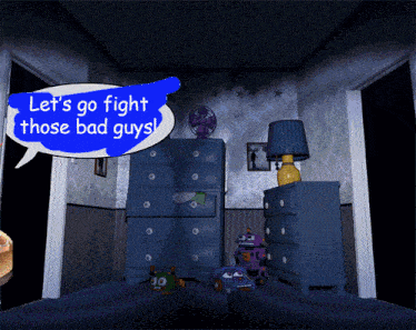 a speech bubble says let 's go fight those bad guys