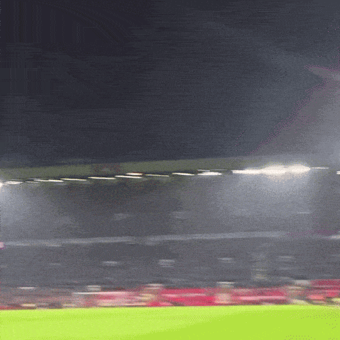 a blurry picture of a soccer field with a few lights on