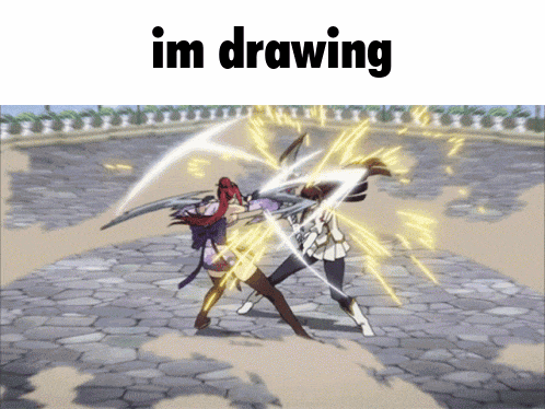 a drawing of two girls fighting with the words im drawing below them