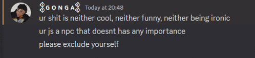 a screenshot of a conversation between gonga and ur shit