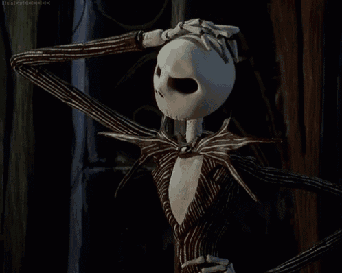jack skellington from the nightmare before christmas is holding his hands behind his head