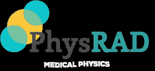 a logo for phys rad medical physics with a yellow circle
