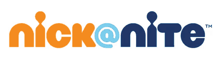 a logo for nick @ nite is shown in orange and blue