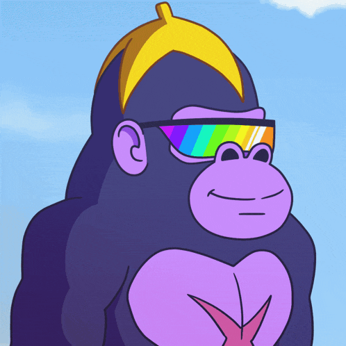 a cartoon gorilla wearing sunglasses says kongratz on the bottom