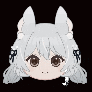 a cartoon drawing of a girl with long white hair and ears .
