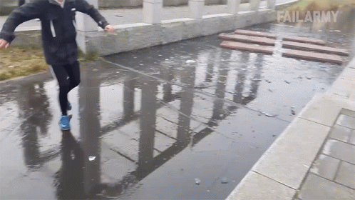 Walking Fall In The Water GIF - Walking Fall In The Water Out Of Control GIFs