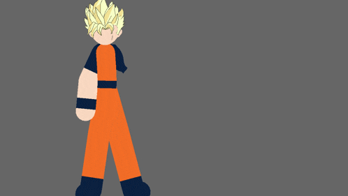 a cartoon drawing of a man in orange pants