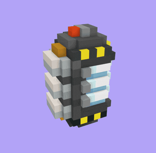 a 3d model of a building made of blocks with a purple background