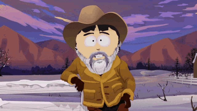 a cartoon character with a beard wearing a hat