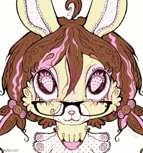a drawing of a girl with glasses and pigtails