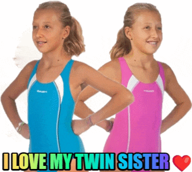 a picture of two girls with the words i love my twin sister