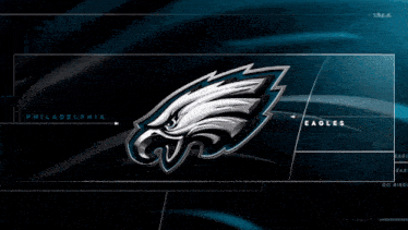 the eagles logo is on a dark blue background