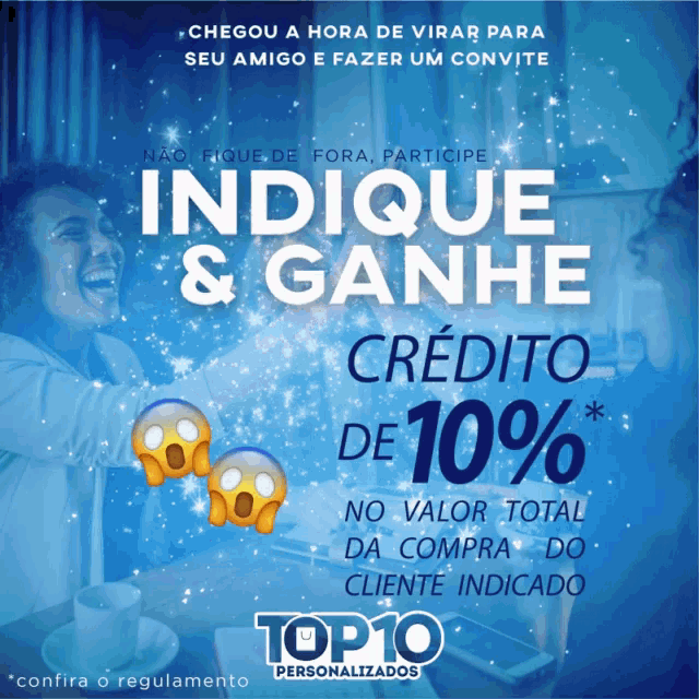 a poster that says indicue & ganhe on it
