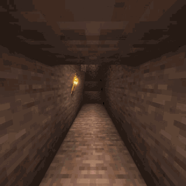 a cartoon character in a cave with a torch and a pink glove