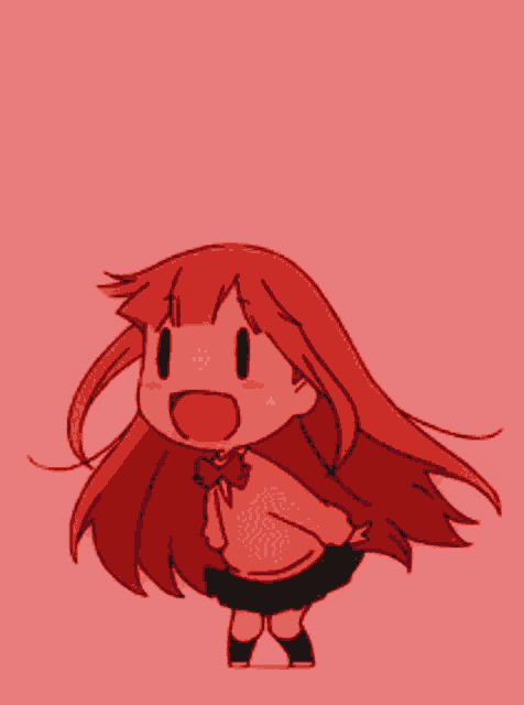 a cartoon girl with long green hair and a red patch on her face