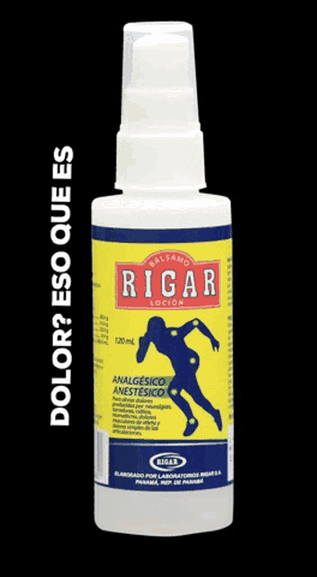 a bottle of balsamo rigar locion with a spray top