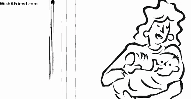 a black and white drawing of a woman holding a baby with the words happy mother 's on it