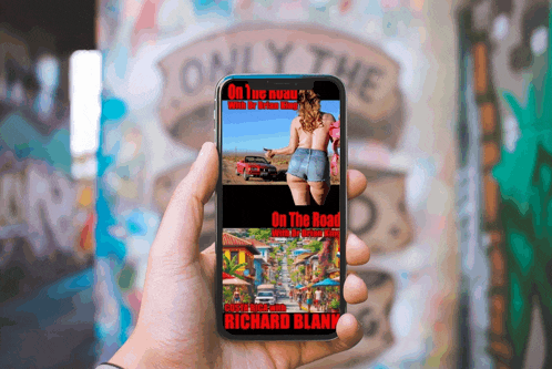 a person is holding a cell phone with a picture of a woman on it
