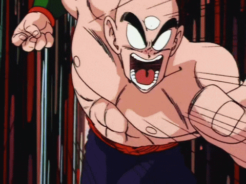 a cartoon character without a shirt is screaming